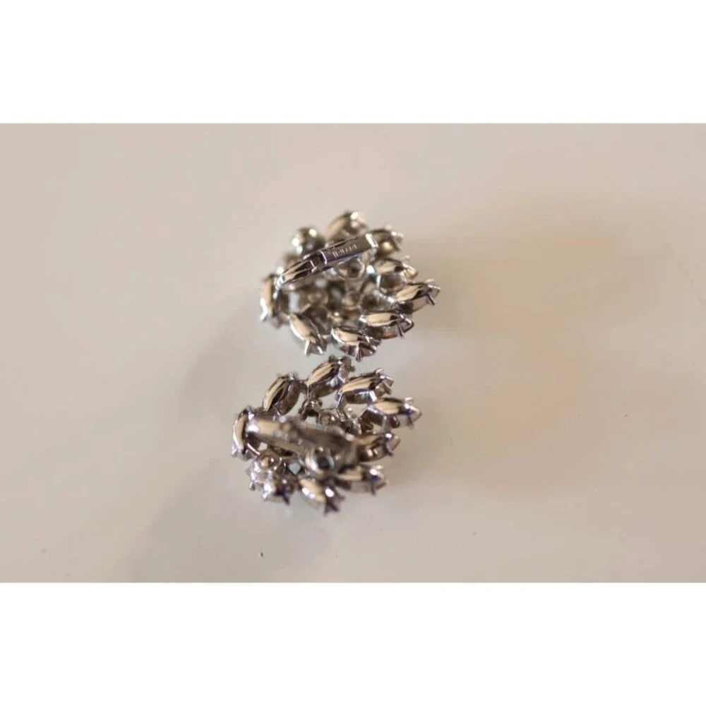 Vintage Trifari Bracelet Earrings Set Clear Rhinestone Set Silver Tone Art Deco
